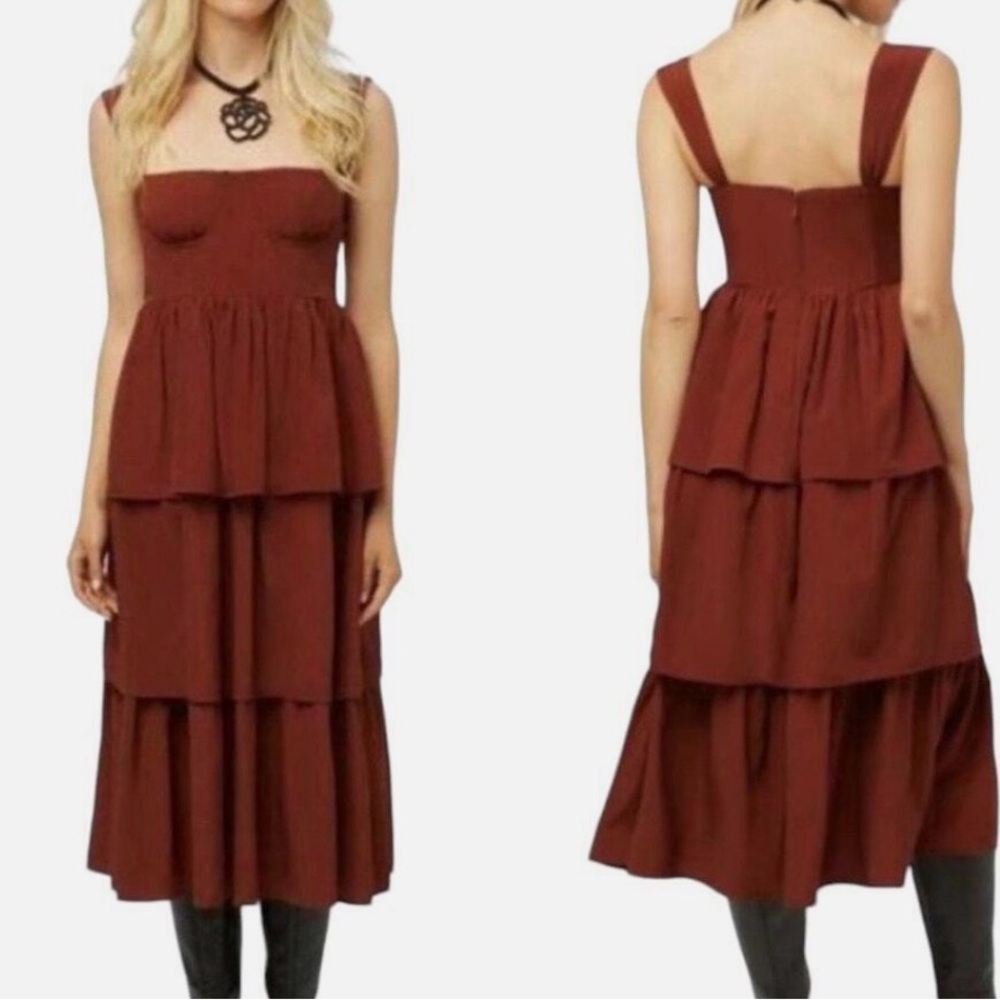 WeWoreWhat Corset Midi Dress, Brown